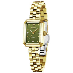 rectangular quartz watch for women in Gold Green - OLEVS 5690