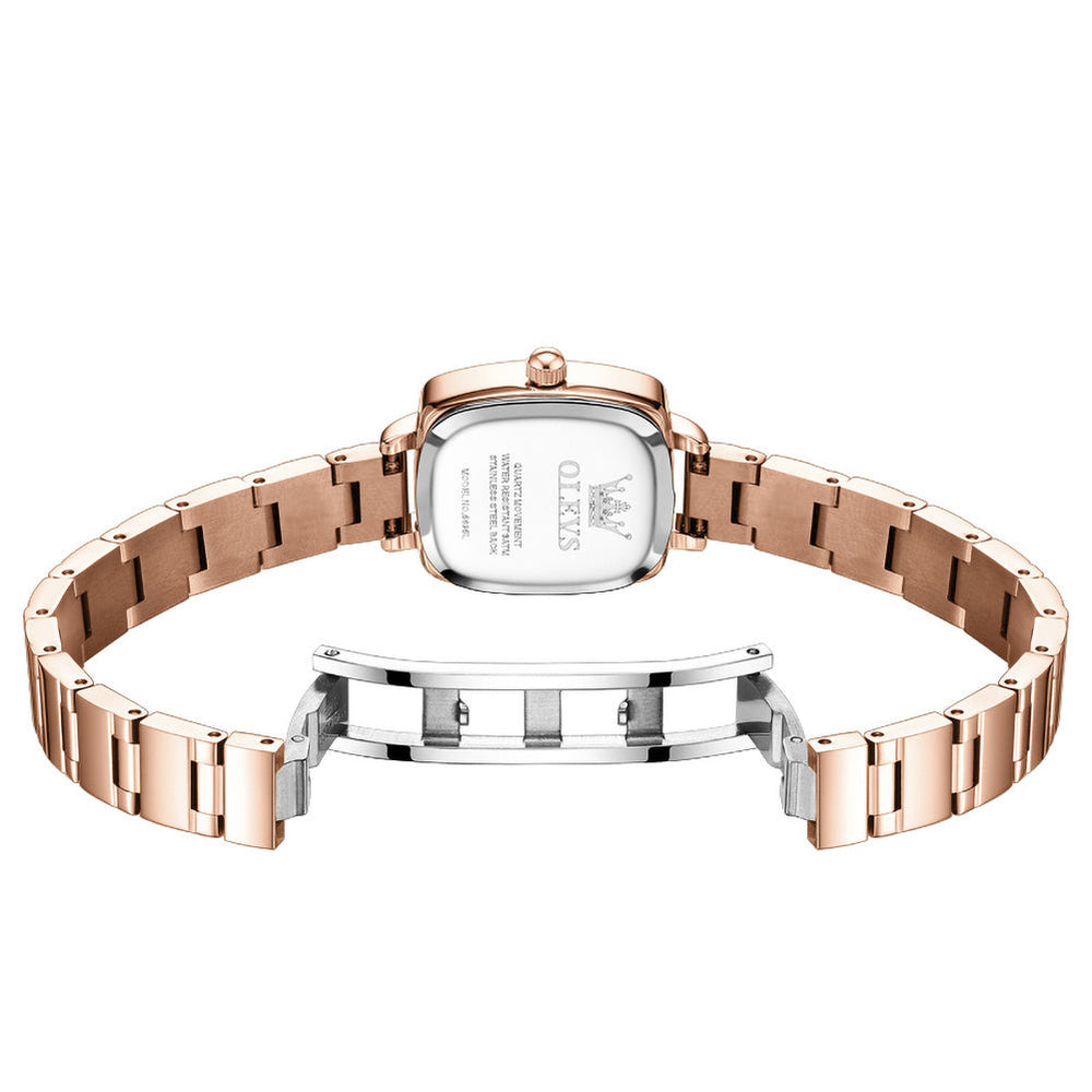 Quartz watch caseback and open butterfly clasp - OLEVS 5695
