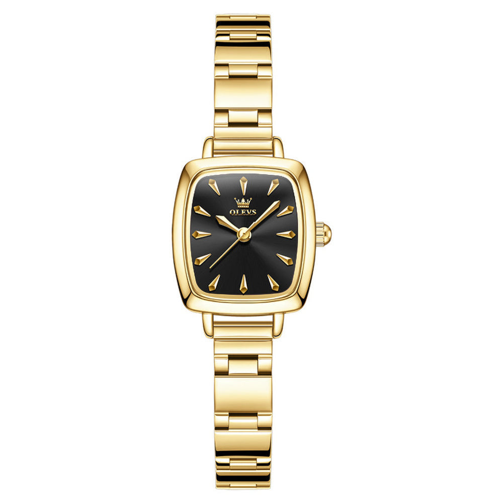 Gold tone bracelet with black dial front - OLEVS 5695