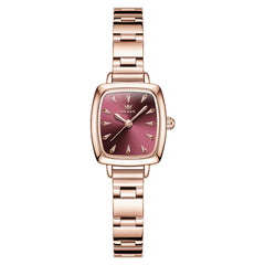 Rose gold tone bracelet with burgundy dial front - OLEVS 5695