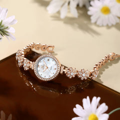 rose gold white watch with floral styling - OLEVS 5699