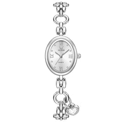 Silver tone bracelet and white dial front - OLEVS 5702
