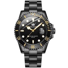 OLEVS 5885 Classic Luxury Dive Style Watch for Men - All Black Watch | Olevs Watch Store