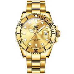 OLEVS 5885 Classic Luxury Dive Style Watch for Men - All Gold Watch | Olevs Watch Store