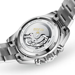 OLEVS 6605 Classic Open Heart Automatic Dive Style Watch for Men - Silver Black Watch | Olevs Watch Store