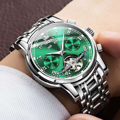 OLEVS 6607 Classic Open Heart Automatic Mechanical Watch for Men - All Black Watch | Olevs Watch Store