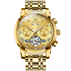 OLEVS 6607 Classic Open Heart Automatic Mechanical Watch for Men - All Gold Watch | Olevs Watch Store