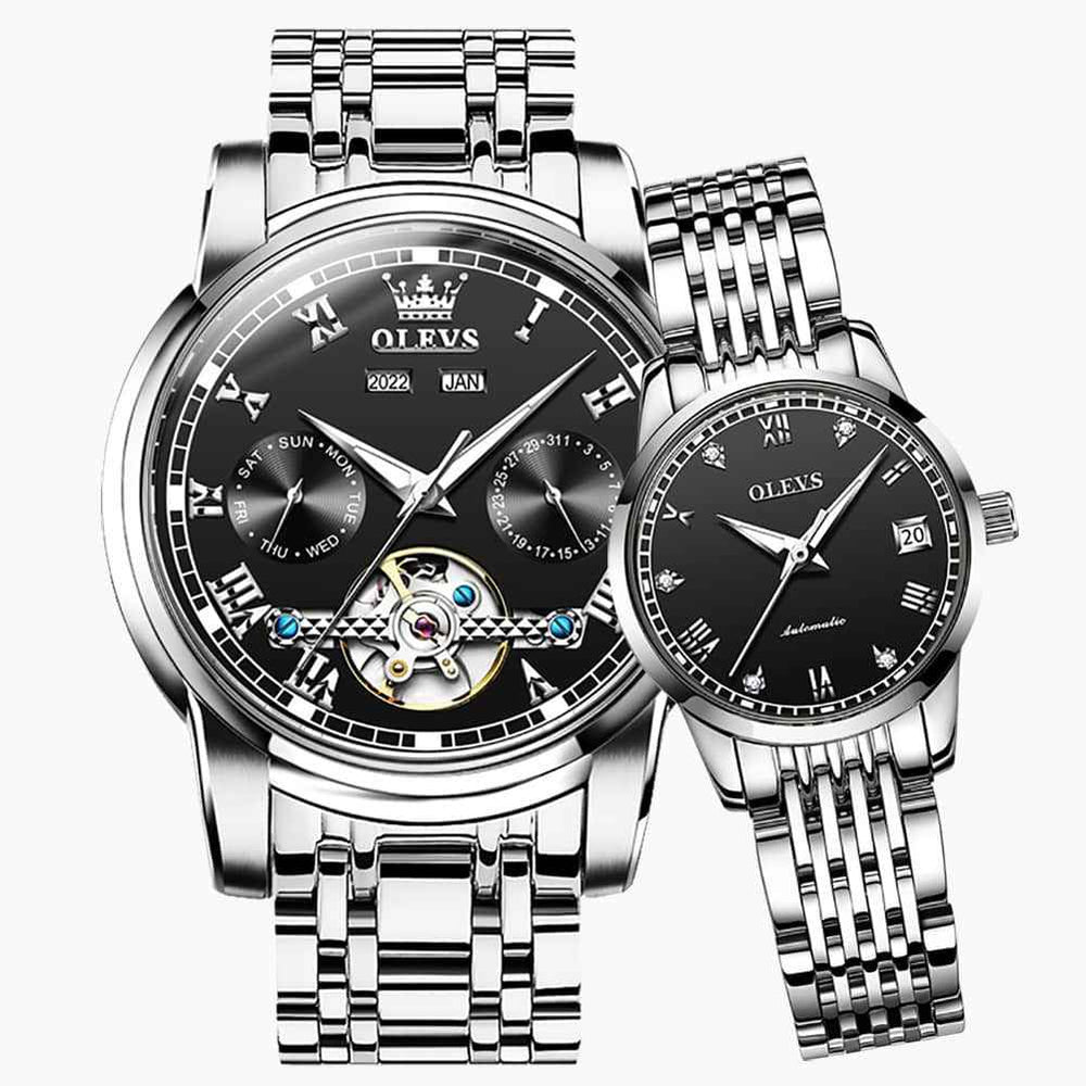 OLEVS 6607 – Couples' Open Heart Automatic Mechanical Watch Set