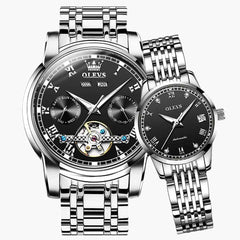 OLEVS 6607 – Couples' Open Heart Automatic Mechanical Watch Set