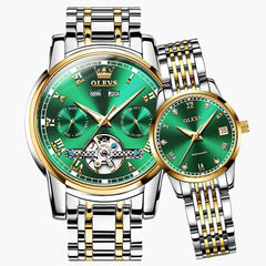 OLEVS 6607 – Couples' Open Heart Automatic Mechanical Watch Set