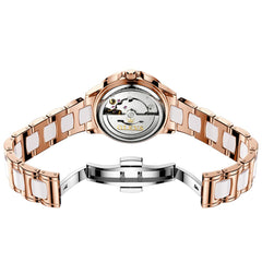 OLEVS 6610 Automatic Mechanical Ceramic Dragonfly Watch for Women - Rose Gold Red Watch | Olevs Watch Store