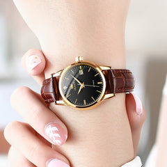 OLEVS 6629 Petite Minimalist Mechanical Watch for Women - Gold White Watch | Olevs Watch Store
