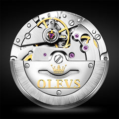 OLEVS 6630 Sunburst Dial Mechanical Watch for Men - Two Tone Gray Watch | Olevs Watch Store