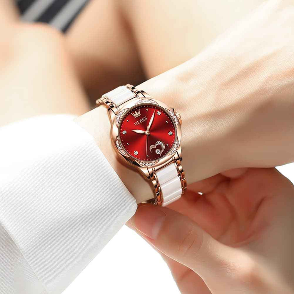 OLEVS 6631 – Women's Ceramic Mechanical Skeleton Watch