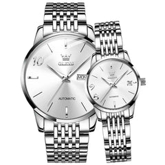 OLEVS 6632 – Couples' Stainless Steel Automatic Mechanical Watches