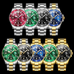 OLEVS 6650 Stainless Steel Mechanical Dive Watch for Men - Gold Black Watch | Olevs Watch Store