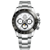 OLEVS 6654 Automatic Mechanical Moon Phase Watch for Men - Silver White Watch | Olevs Watch Store