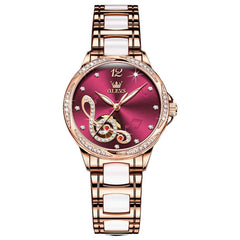 OLEVS 6656 – Women's Ceramic Mechanical Musical Note Watch