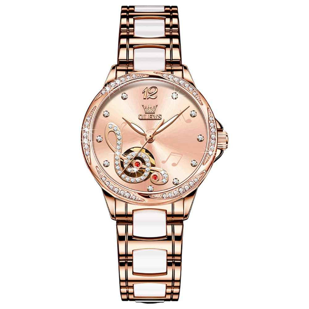 OLEVS 6656 – Women's Ceramic Mechanical Musical Note Watch