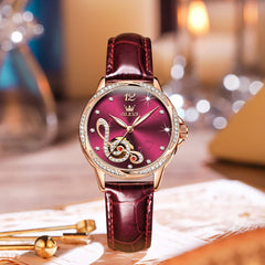 OLEVS 6656 Ceramic Mechanical Musical Note Watch for Women - Ceramic White Watch | Olevs Watch Store