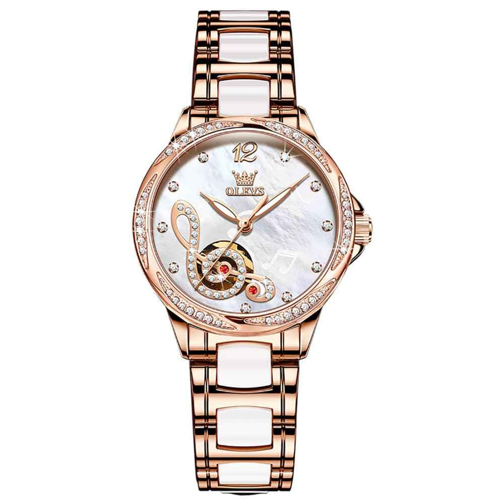 OLEVS 6656 – Women's Ceramic Mechanical Musical Note Watch