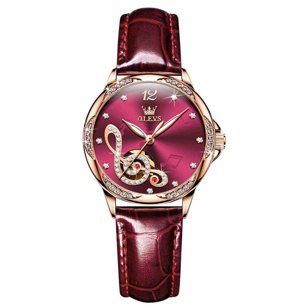 OLEVS 6656 – Women's Ceramic Mechanical Musical Note Watch