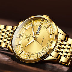 OLEVS 6657 Stainless Steel Automatic Mechanical Watch for Men - All Gold Watch | Olevs Watch Store