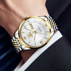 OLEVS 6657 Stainless Steel Automatic Mechanical Watch for Men - All Gold Watch | Olevs Watch Store