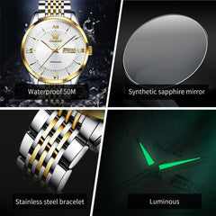 OLEVS 6657 Stainless Steel Automatic Mechanical Watch for Men - All Gold Watch | Olevs Watch Store