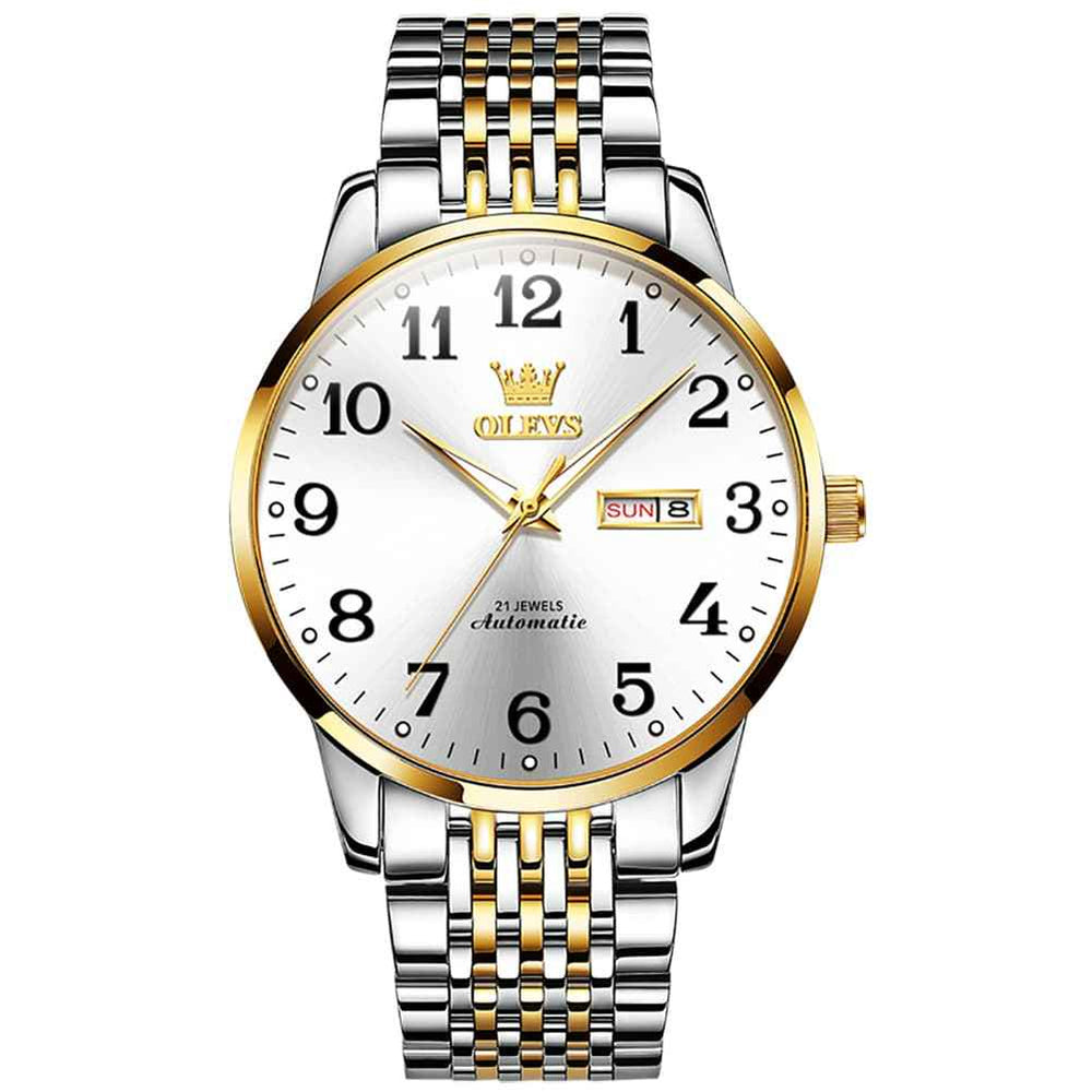OLEVS 6666 – Men's Stainless Steel Mechanical Big Numeral Watch