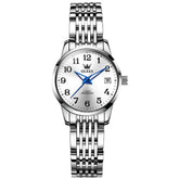 OLEVS 6666N Stainless Steel Mechanical Big Numeral Watch for Women - Silver White Watch | Olevs Watch Store