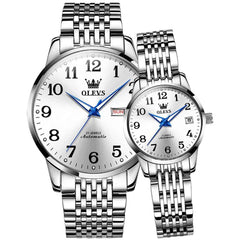 OLEVS 6666Q – Couples' Stainless Steel Mechanical Big Numeral Watches