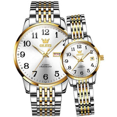 OLEVS 6666Q – Couples' Stainless Steel Mechanical Big Numeral Watches