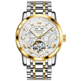 OLEVS 6668 Stainless Steel Mechanical Multifunction Watch for Men - Steel Two-Tone White Watch | Olevs Watch Store