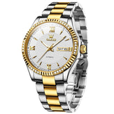 OLEVS 6676 Diamond Bezel Automatic Steel Watch for Men - All Gold Watch | Olevs Watch Store