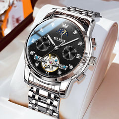 OLEVS 6678 Mechanical Moon Phase Automatic Watch for Men - All Gold Watch | Olevs Watch Store