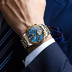 OLEVS 6678 Mechanical Moon Phase Automatic Watch for Men - All Gold Watch | Olevs Watch Store