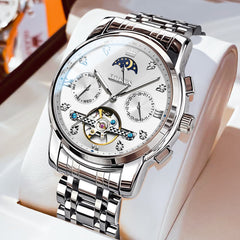 OLEVS 6678 Mechanical Moon Phase Automatic Watch for Men - All Gold Watch | Olevs Watch Store