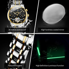 OLEVS 6678 Mechanical Moon Phase Automatic Watch for Men - All Gold Watch | Olevs Watch Store