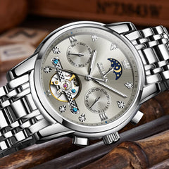 OLEVS 6678 Mechanical Moon Phase Automatic Watch for Men - All Gold Watch | Olevs Watch Store