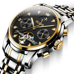 OLEVS 6678 Mechanical Moon Phase Automatic Watch for Men - All Gold Watch | Olevs Watch Store