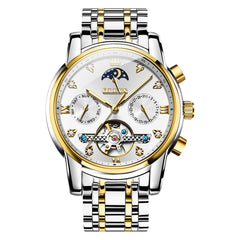 OLEVS 6678 Mechanical Moon Phase Automatic Watch for Men - Silver Gold Watch | Olevs Watch Store