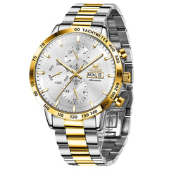 OLEVS 6683 Multifunction Automatic Steel Watch for Men - Silver Grey Watch | Olevs Watch Store