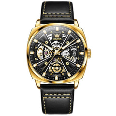 OLEVS 6685 – Men's Mechanical Skeleton Leather Watch