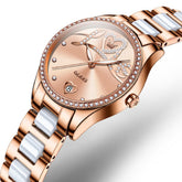 OLEVS 6686 Romantic Love Dial Ceramic Mechanical Watch for Women - Rose Gold Watch | Olevs Watch Store