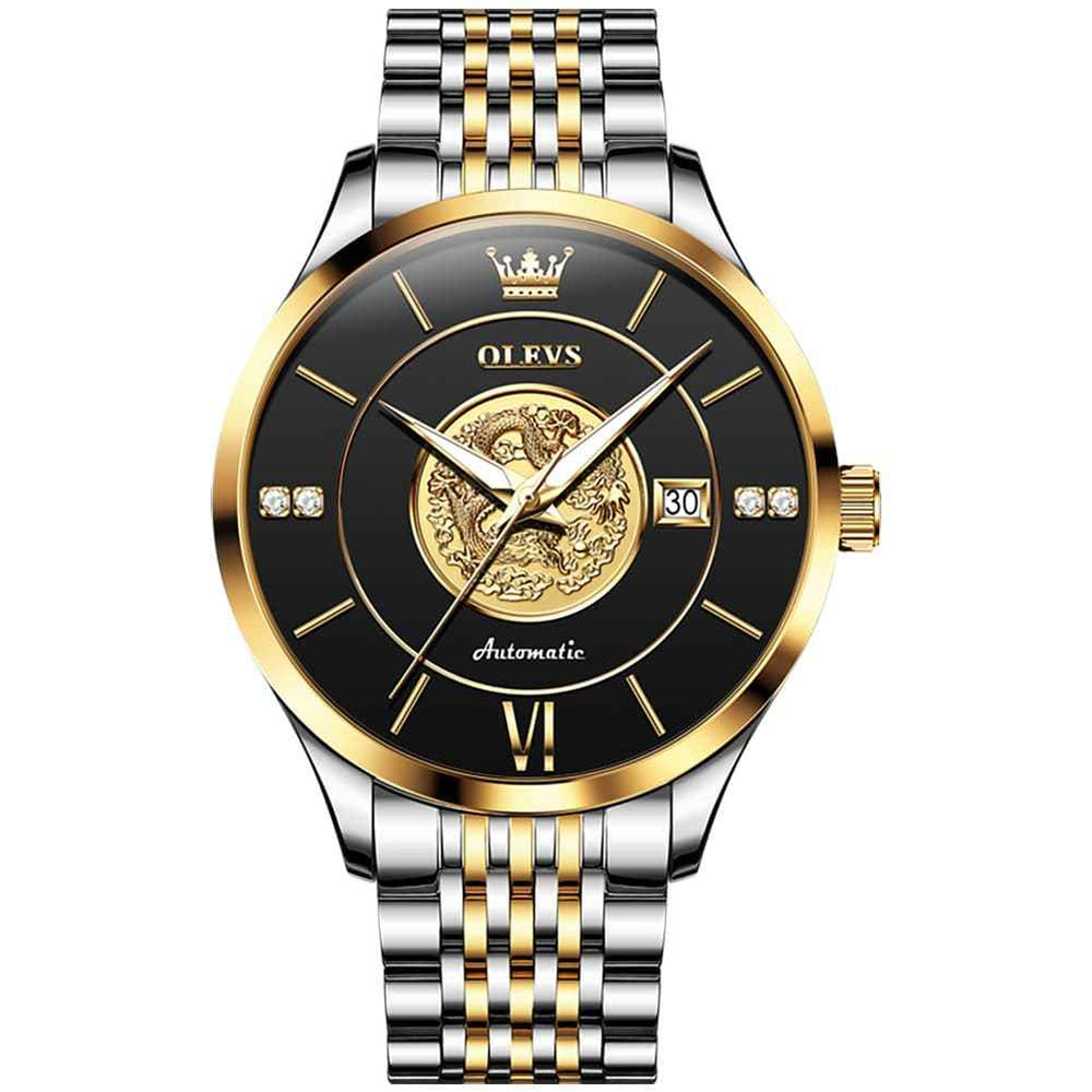 OLEVS 6693 – Men's 3D Dragon Mechanical Steel Watch