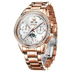 OLEVS 6695 – Men's Baguette Diamond Multifunction Mechanical Watch