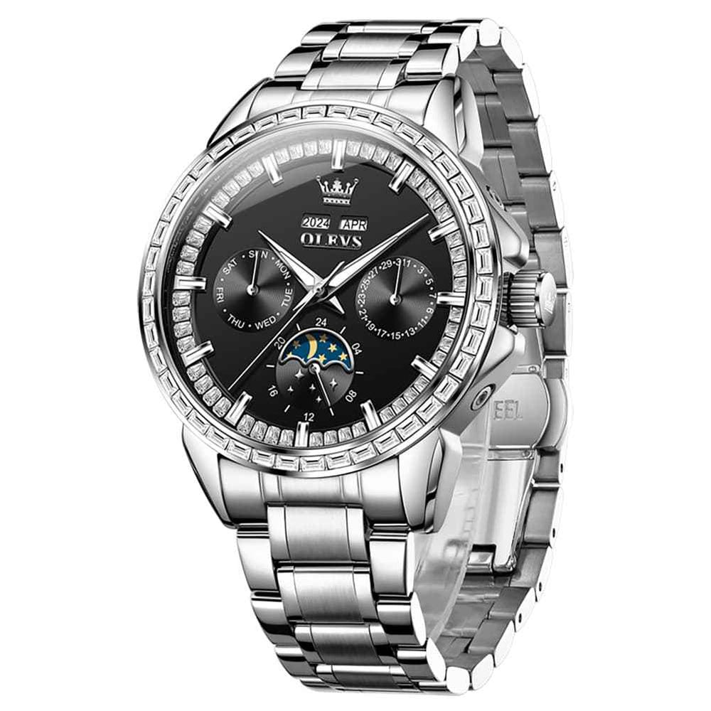 OLEVS 6695 – Men's Baguette Diamond Multifunction Mechanical Watch