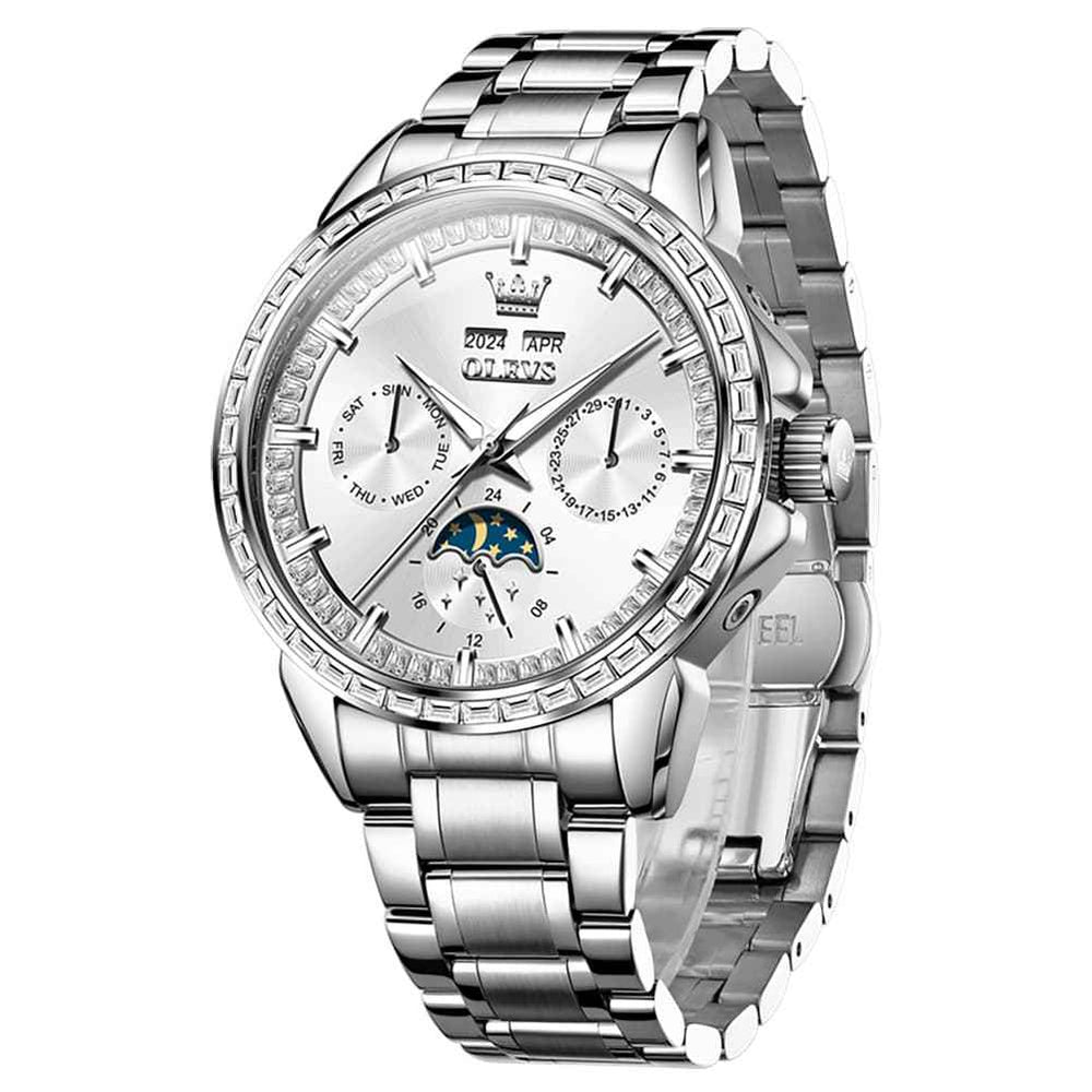 OLEVS 6695 – Men's Baguette Diamond Multifunction Mechanical Watch