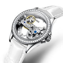 OLEVS 6699 Oversized Skeleton Mechanical Watch for Women - Steel Gold Watch | Olevs Watch Store
